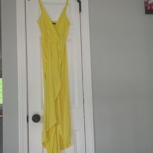SHEIN Yellow Asymmetrical Ruffled High-Low Sundress